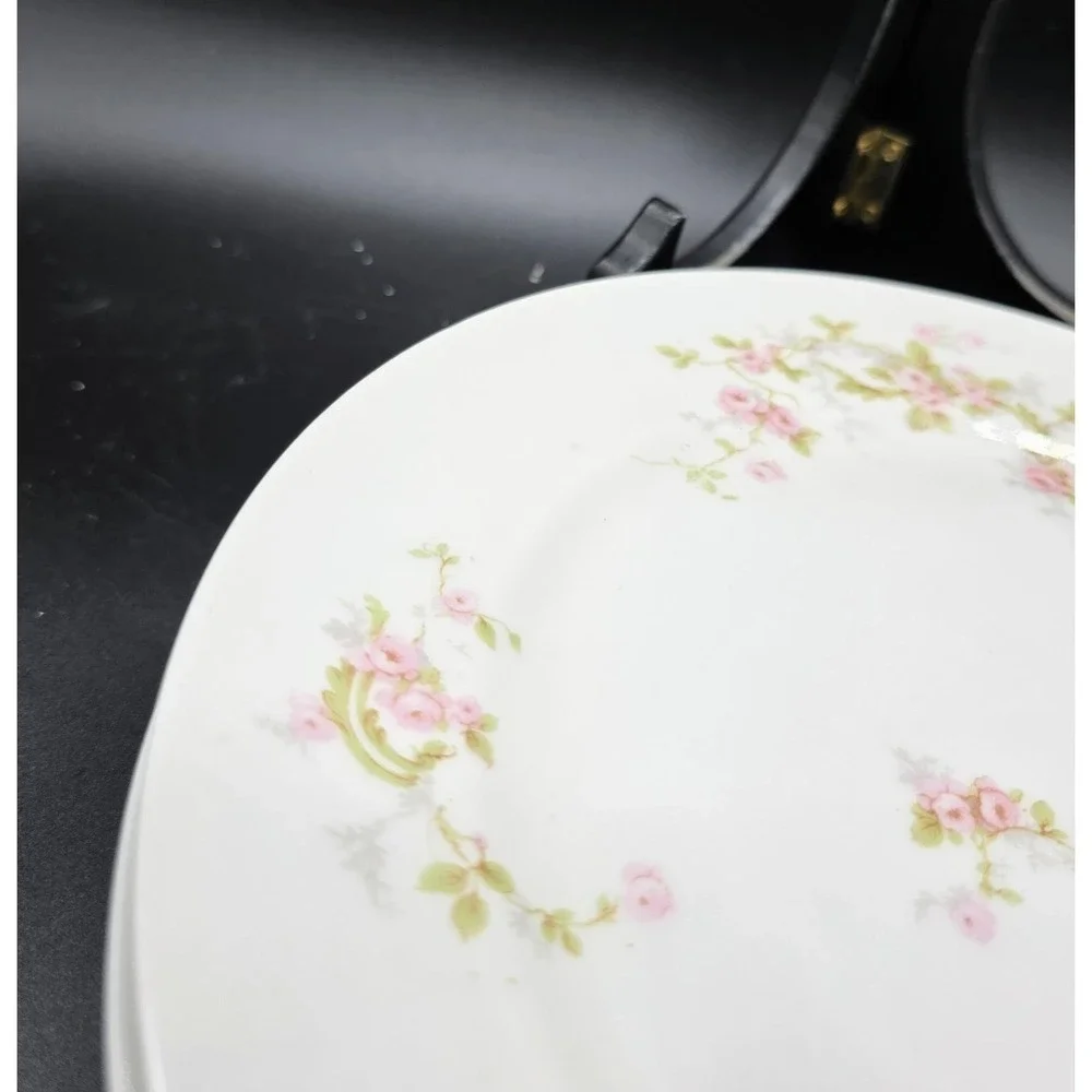 Set/4 Antique Haviland Limoges Dinner Plate Pink Rose 9.25